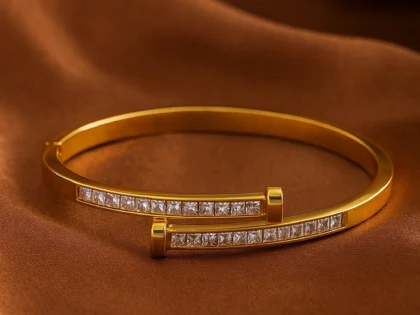 Aurielle Spark Gold Open Bangle Bracelet