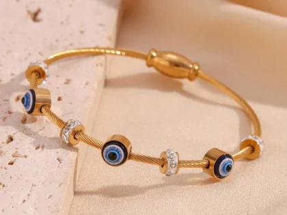 Evil Eye Charm Gold Bracelet